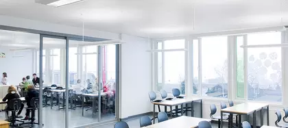 Acoustic ceiling in school class