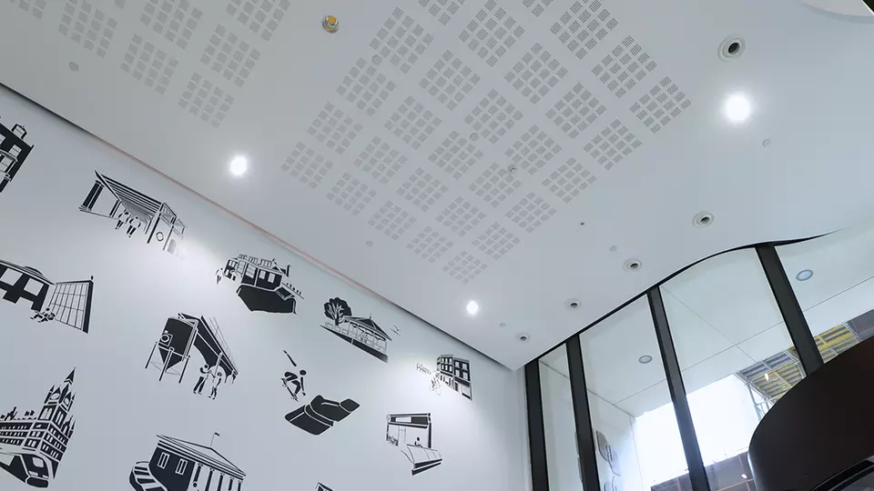 Acoustic ceiling in library